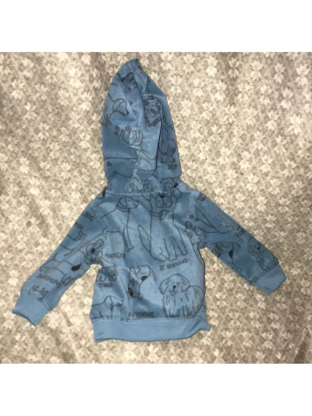 Carters 6M Blue Hooded soft fleece Zip-Up Jacket with Dog Print